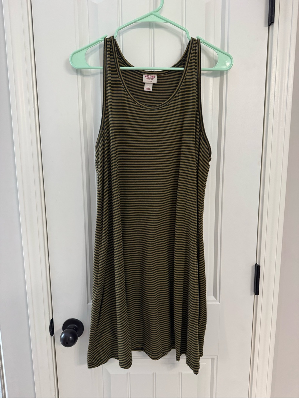 Mossimo Supply Co. Olive & Black Striped Tank Swing Dress